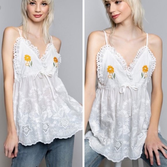 NEW✨POL DAISY WHITE LACE TANK-TOP, CAMI, BLOUSE. - Picture 4 of 8